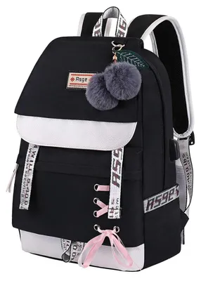 Immagine prodotto di Zaino per ragazze, ergonomico, in nylon, impermeabile, nero, zaino da giorno, zaino per il tempo libero, adatto a adolescenti