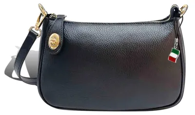 Produktbild von Florence Leder Tasche Damen Schultertasche schwarz 27x7x15cm inklusive Italien Flagge D2OTF840S1
