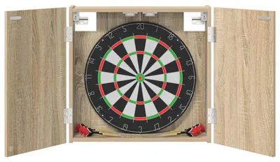 Image de Armoire pour fléchettes en bois imitation chêne Sonoma, dimensions 56 x 12 x 53,5 cm
