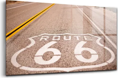 Produktbild von 120x60 - Glasbilder - Bilder auf Wandbild - Foto auf Glas - Route 66 auf die Straße gedruckt