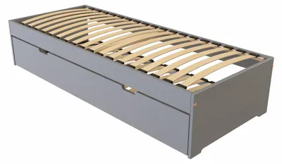 Image de Lit gigogne 70x190 Malo pin massif, Gris