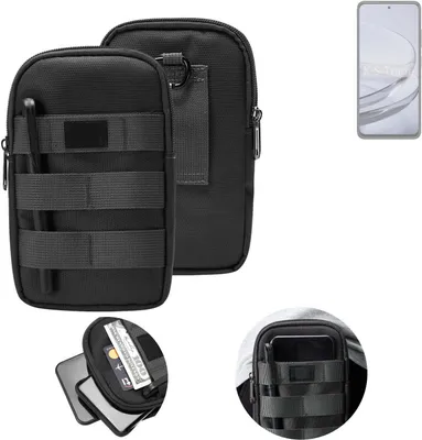 Produktbild von K-S-Trade Holster Gürtel Tasche kompatibel mit ZTE Axon 60 Handy Tasche Schutz Hülle dunkel-grau viele Fächer, 1x