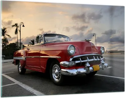 Produktbild von Bilder auf glas - Auto Kuba Himmel - 120x80cm - Glasbilder - Wandbilder - Kunstdruck - zum Aufhängen bereit - Wanddekoration aus Glas - Glas Bilder - Wandbild auf Glas - Einteilig - GAA120x80-0186