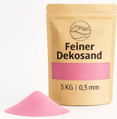 Imagen del producto de Deko-Sand 5 kg, color rosa, diámetro 0,5 mm. Ideal para decorar jarrones de vidrio. Arena decorativa para esparcir