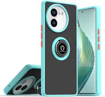 Produktbild von Hülle für Vivo V40 Lite 5G Matte Transluzent TPU Stoßfest Schutzhülle mit Ring Halter Ständer Hellblau