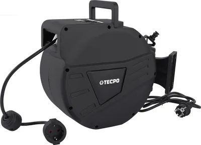 Produktbild von TECPO Automatik Kabeltrommel 10 + 1,5 Meter Verlängerungskabel IP20 Kabelaufroller 180° Grad schwenkbar mit integrieter Stoppfunktion Wandmontage knickfestes Hybridkabel