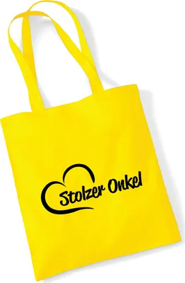 Produktbild von Huuraa Jutebeutel Stolzer Onkel Herz 10 Liter Yellow Baumwolle Tasche Geschenkidee