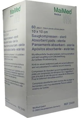 Productafbeelding van MaiMed zuigende kompressen, steriel, 60 stuks, 10 x 10 cm