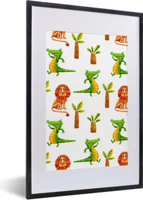 Produktbild von MuchoWow® Gerahmtes Poster Dschungel - Gestaltung - Tiere 40x60 cm - Poster mit Schwarzem Bilderrahmen Wandposter Rahmen Foto Bilder - Poster in Rahmen