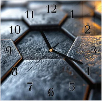 Produktbild von Wanduhr aus Glas mit Motiv Hexagon Fliesenstrukur- 30 x 30 cm - inkl. Aufhängesystem