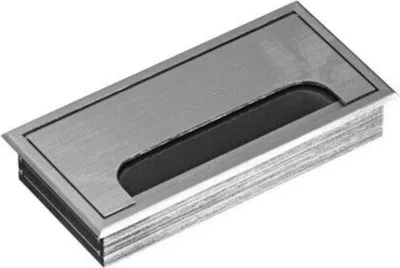 Produktbild von ONPIRA® Premium Kabeldurchführung Alu Schreibtisch Kabeldurchlass Kabel Auslass Edelstahl-Optik / 80x160mm