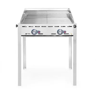 Immagine prodotto di Sistema grill HENDI Green Fire 2 bruciatori, Profi Line, 2 griglie in acciaio inox Gastronorm 1/1, 11,6kW, 740x612x(H)825mm