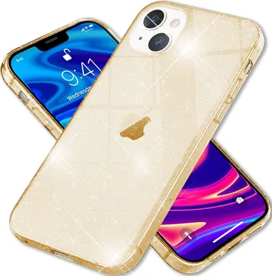 Zdjęcie produktu dla Etui z brokatem NALIA do iPhone'a 13, przezroczyste, brokatowe etui na telefon komórkowy Bumper Gold