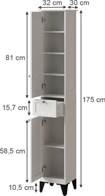 Image de Armoire haute Vicco Vanity Blanc 32x175cm, Model 54331