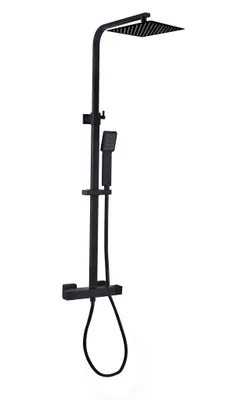 Produktbild von Duschset Levu Duschsystem Duscharmatur mat Schwarz Regendusche komplettset Duschsäule Thermostat