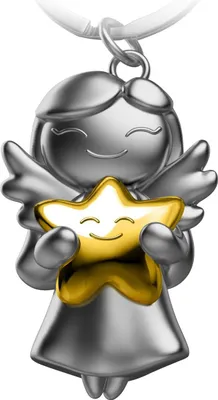 Produktbild von FABACH Schutzengel Schlüsselanhänger Star - Weihnachtsengel aus Metall - Weihnachten Schutzengel Glücksbringer - Süßer Engel Anhänger mit Stern