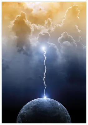 Produktbild von Wallario Premium Glasbild, freischwebende Optik, kräftige Farben, Größe 100 x 70 cm Motiv Gewitter über der Erde