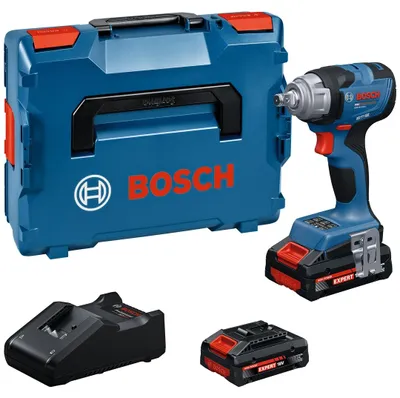 Imagen del producto de Atornillador de impacto inalámbrico GDS18V-330H, con 2 baterías EXBA18V-40, en maletín L-BOXX
