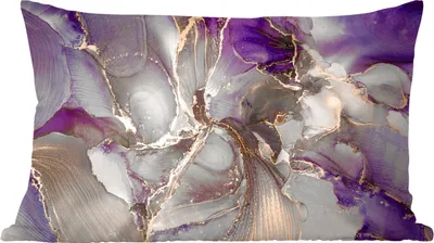 Produktbild von MuchoWow® Zierkissen Sofakissen Wohnzimmer Dekokissen 60x40 cm Gold - Lila - Marmor - Kopfkissen - Polster mit Foto