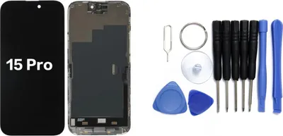 Produktbild von Display für iPhone Ersatzdisplay, Ersatzbildschirm mit Rahmen – LCD/OLED Display für iPhone  optional mit Werkzeugset – IPhone 15 Pro / Mit Werkzeug