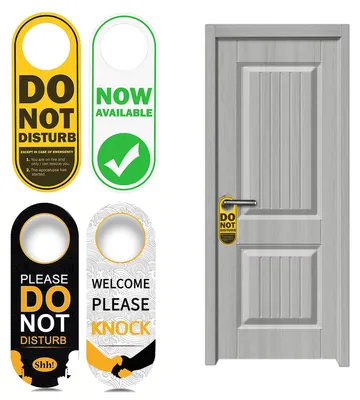 Productafbeelding van Deurplaat - Dubbelzijdig bord met "Niet storen" en "Aanbellen, alstublieft" - Hangend waarschuwingsbord - 2 stuks