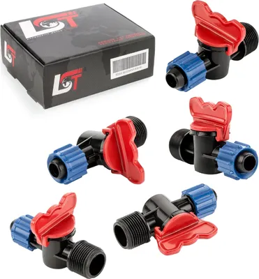 Produktbild von 5x Absperrhahn Leitung Gartenbewässerung Ventil PE-Rohr für Tropfanlage 16x3/4"