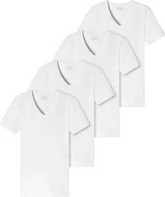 Produktbild von Schiesser 4er-Pack - 95/5 - Organic Baumwolle Unterhemd / Shirt Kurzarm Tiefer V-Aussschnitt, Elastische Single-Jersey Qualität, Perfekter Sitz