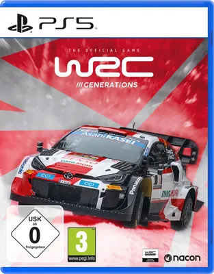 The image shows the front cover of a PlayStation 5 game case for WRC Generations.