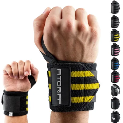 Obrázok produktu pre Zápästné bandáže do posilňovne (45 cm) – Fitness bandáže na zdvíhanie závaží