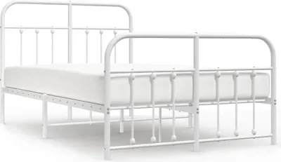 Obrázek produktu pro vidaXL Postel s čelem a nohou kovová bílá 120x200 cm