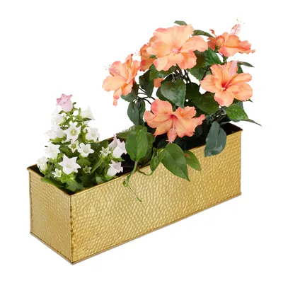 Obrázok produktu pre relaxdays 10027000_48 relaxdays   Blumenkasten Metall 40,0 x 12,5 x 13,5 cm gold