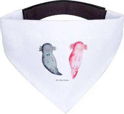 Produktbild von Mr. & Mrs. Panda Halstuch Axolotl Freundin - Weiß - Geschenk, Hundehalstuch, Bandana für Hunde, Tuch, Valentinstag, Paar, Liebe