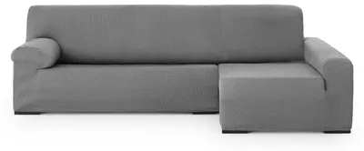 Elastische Chaise-Longue-Abdeckung rechts, Grau, 250-310 cm