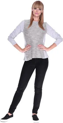 Produktbild von Damen Pullover Strick Pulli 2 Farbig, S/M; Grau