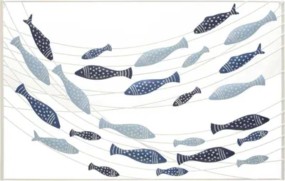 Zdjęcie produktu dla o Ferretti panel ścienny Pesci 96,5x1,5x61 cm niebieski