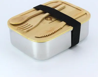 Produktbild von BOXENSTOP Edelstahl Brotdose mit Bambusdeckel | Lebensmittelechte Lunchbox für Kinder und Erwachsene | Brotdose Kinder | Brotdose Erwachsene, 1.200 ml