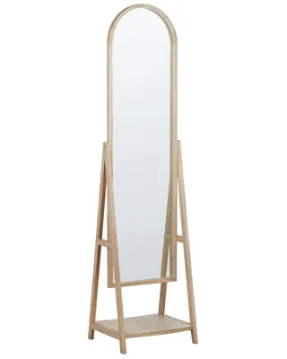 Zdjęcie produktu dla BELIANI Lustro stojące jasnobrązowy rama drewniana 43 x 170 cm owalne rama ze stojakiem i półką
