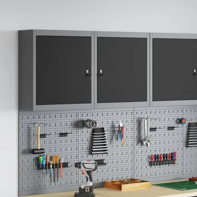 Produktbild von Möbel Werkzeugschrank mit Regal Schwarz und Grau 50 x 20 x 55 cm - Werkzeugschränke &41196
