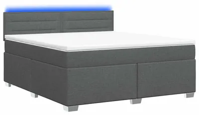 Image de vidaXL Lit à lattes avec matelas et éclairage LED, gris foncé, 140 x 190 cm