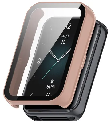 Produktbild von Für Honor Band 9 Kunststoff Smart Watch Hülle + H9 Schutz Hart Glas Rosa