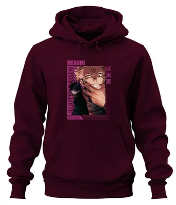 Imagen del producto de Jujutsu Kaisen, Sukuna, Megumi, estética de anime, sudadera con capucha uni, color burdeos, talla M