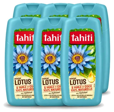 Zdjęcie produktu dla 6 opakowań żelu pod prysznic Tahiti o zapachu lotosu i oleju kokosowego, nawilżający, 250 ml - zestaw ekonomiczny - 6 sztuk