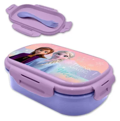 Produktbild von Disney Die Eiskönigin Anna Elsa 2 tlg Kinder Set Brotdose plus Göffel – Lila