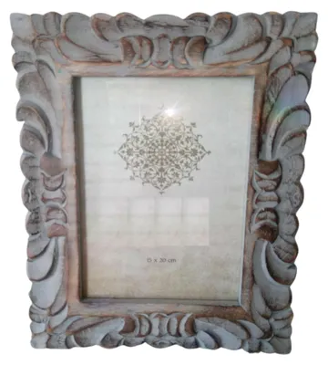 Image de Omgoods - Cadre photo en bois - Gris gravé, pour photos 15 x 20 cm