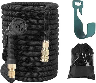 Image de Tuyau d'arrosage extensible de 30 m, noir, avec pulvérisateur à 8 fonctions