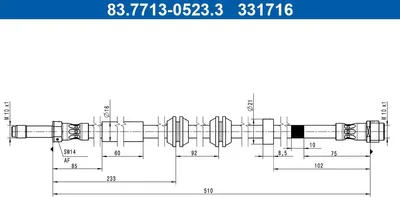 Produktbild von Bremsschlauch ATE 83.7713-0523.3