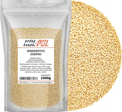 Zdjęcie produktu dla AMARANTUS ZIARNO 1kg Naturalny szarłat bogaty w białko i błonnik Kol-Pol