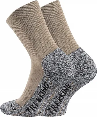 Produktbild von TippTexx 24 4 Paar Coolmax (Polyesterfasern) Performance Trekkingsocken, Beige, Größe 39-42