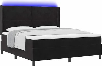 Obrázok produktu pre Posteľ s pružinovým rámom s matracmi Čierna 180 x 200 cm Zamat