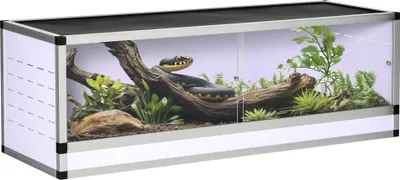 Produktbild von Terrarium aus Aluminium für Reptilien Amphibien Spinnentiere Reptilienzuchtbox Mesh-Terrarium Weiß+Silber+Schwarz 120 x 40 x 40 cm